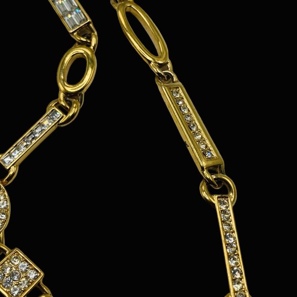 Ornate Vintage Kunio Matsumoto for Trifari Long Rhinestone Link Necklace - Picture 7 of 8